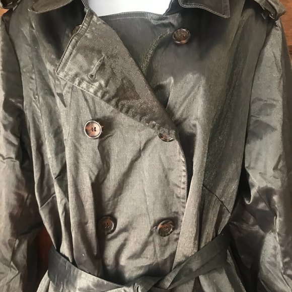 Joan Rivers Olive w/Shimmer Trench Coat w/Epaulettes Size 2X - Picture 4 of 16